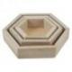 Set de 3 plateaux de présentation pour bijoux - Présentoirs hexagonaux gigognes en bois brut
