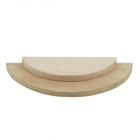 Plateau de présentation 1/2 cerle - Présentoir à bijoux 2 niveaux en bois brut