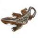 Salamandre en bois 30cm, décoration murale motif batik