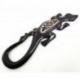 Gecko mural en bois peint noir motif Floral 50cm