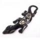 Salamandre/Gecko mural en bois peint noir motif tribal africain 50cm