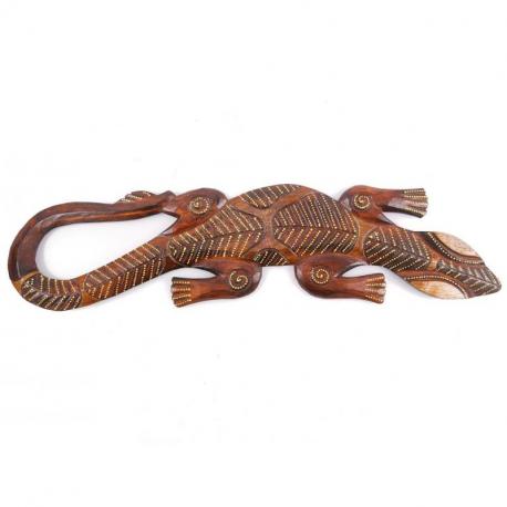 Gecko Mural en Bois 50cm - Décoration Exotique