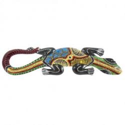 Margouillat coloré en bois peint à la main 50cm