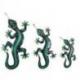 Lot de 3 Salamandres Vertes / Geckos muraux en fer forgé artisanal