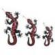 Lot de 3 Salamandres Rouges / Geckos muraux en fer forgé artisanal