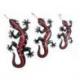 Lot de 3 Salamandres Rouges / Geckos muraux en fer forgé artisanal