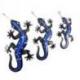 Lot de 3 Salamandres Bleues / Geckos muraux en fer forgé artisanal
