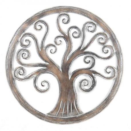 Grand décor mural Arbre de Vie en bois sculpté ø60cm