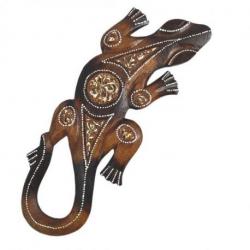 Gecko en bois Motif Ethnique 30cm - À poser ou à accrocher
