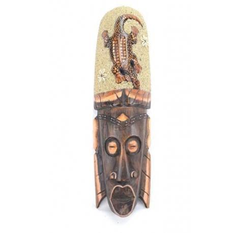 Masque Africain 50cm | Gecko, sable & coquillages Cauris