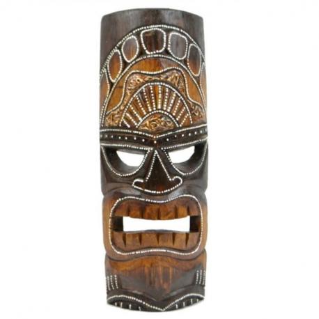Masque Tiki 30cm en bois. Décoration Maori Tahiti Polynésie.
