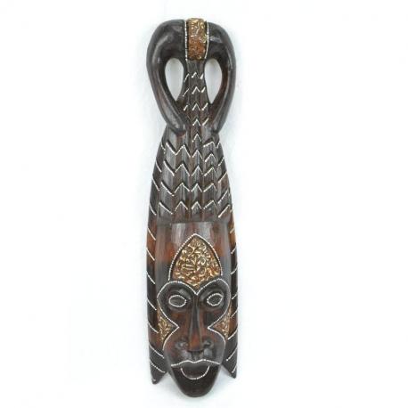 Masque Africain en bois 50cm style tribal. Fabrication traditionnelle.