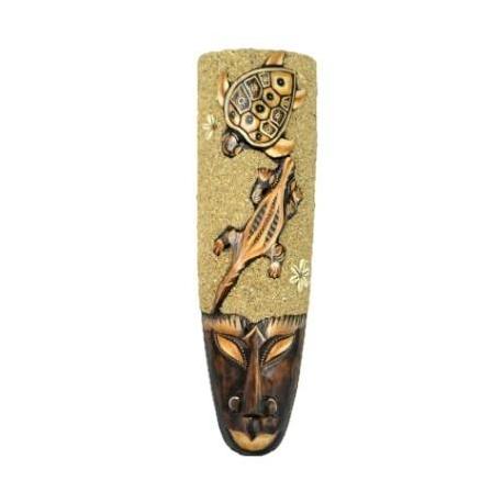Masque Africain 50cm | Salamandre, Tortue, sable & coquillages