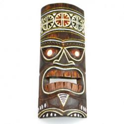 Masque Tiki 30cm en bois motif coloré | Décoration murale Tiki
