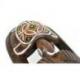 Masque Africain en bois 30cm motif tortue colorée.