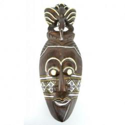 Masque Africain en bois 30cm motif oiseau