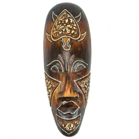 Masque en bois 30cm - motif tortue  - décoration ethnique chic style africain.