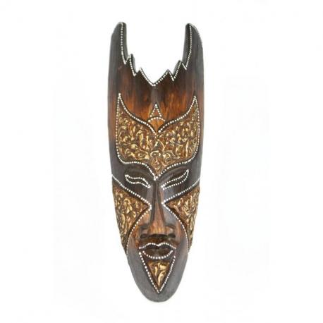 Masque en bois 30cm - décoration ethnique chic style africain.