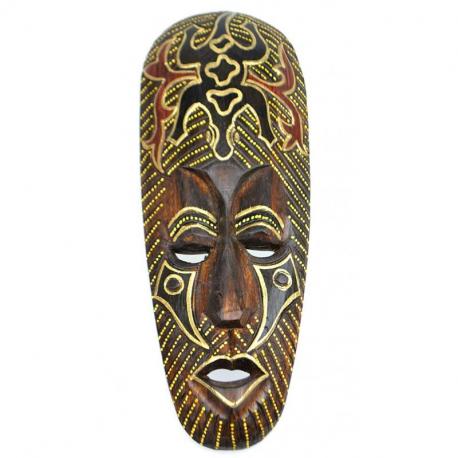 Masque Africain en bois 30cm motif Gecko.