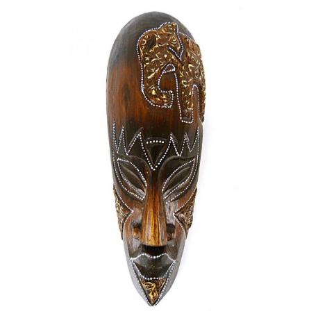 Masque motif éléphant en bois 30cm - décoration ethnique chic
