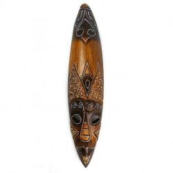 Masque africain en bois 50cm à finitions dorées, déco murale africaine