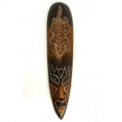 Masque Africain en bois 50cm motif Salamandre. Décoration exotique.