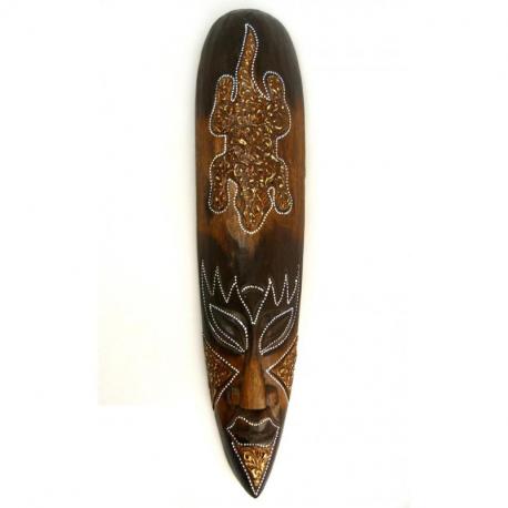 Masque Africain en bois 50cm motif Salamandre | Art mural Africain
