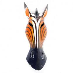Masque Savane en bois 30cm, déco murale style trophée de chasse