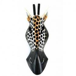 Trophée Safari 30cm, masque Girafe en bois.