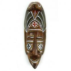 Masque africain décor batik coloré en bois 30cm, déco murale style africain