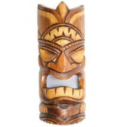 Masque Tiki 30cm en bois style traditionnel. Déco murale ethnique.