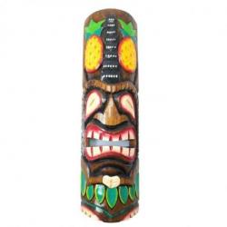 Masque Tiki 50cm en bois motif Ananas. Déco murale Tiki Bar.