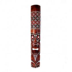 Masque Tiki bois 100cm motif coloré. Déco Tiki.