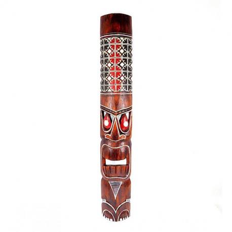 Grand masque en bois Tiki 100cm avec motif peint. Décoration Tiki.