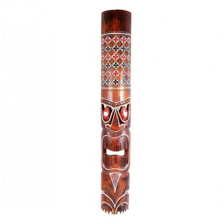 Masque Tiki peint à la main 100cm en bois. Déco Hawaï.
