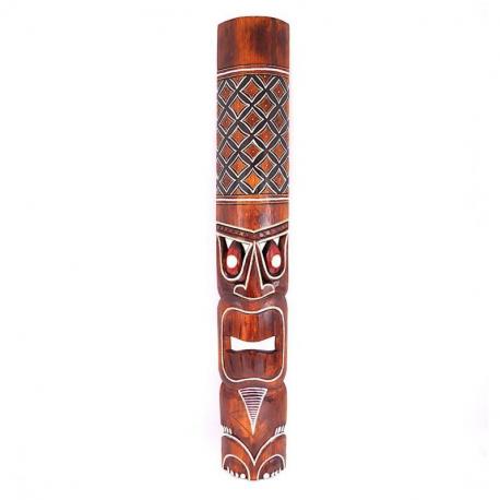 Grand masque Tiki en bois peint 100cm. Déco Polynésie