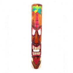 Grand Masque Tiki 100cm en bois - Motif Palmier Coloré