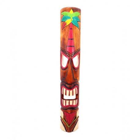 Grand Masque Tiki 100cm en bois - Motif Palmier Coloré