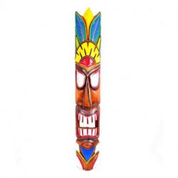 Grand Masque mural Tiki 100cm décoration artisanale Hawaï