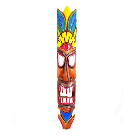 Grand Masque mural Tiki 100cm décoration artisanale Hawaï