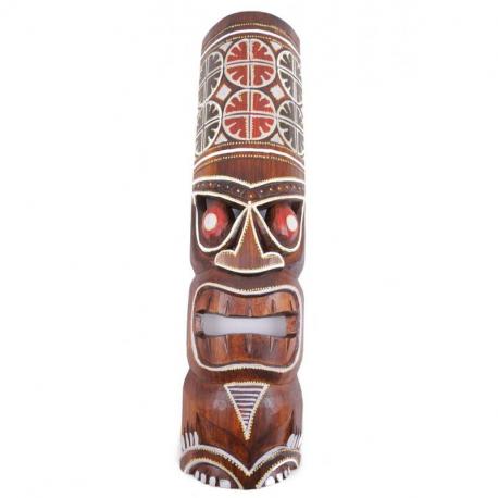 Masque Tiki Maori 50cm en bois sculpté.