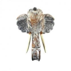 Tête d'éléphant murale en bois 40cm - Style trophée de chasse