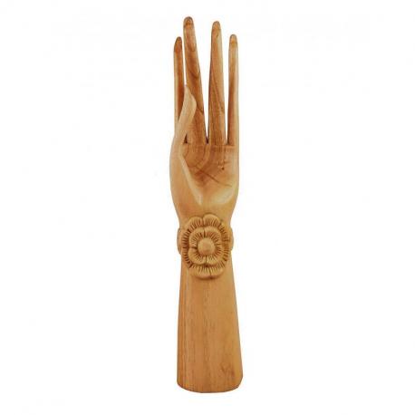 Grande main de Bouddha 40cm | Présentoir à bijoux en bois sculpté