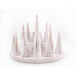 Porte-bagues /  Présentoir à bagues (13 cônes) en bois massif blanc cérusé