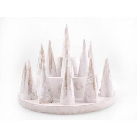 Porte-bagues /  Présentoir à bagues (13 cônes) en bois massif blanc cérusé