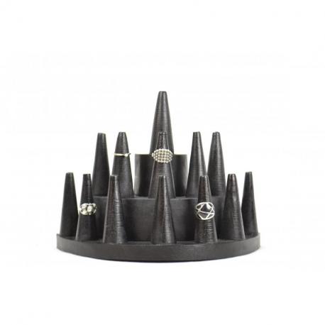 Porte-bagues /  Présentoir à bagues (13 cônes) en bois teinte noire