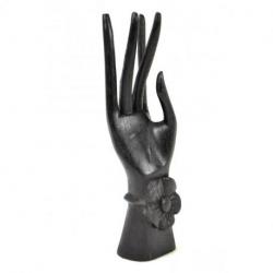 Main de Bouddha / Porte-bagues en bois noir 20cm