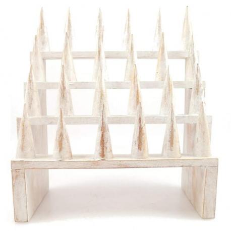 Grand porte-bagues /  Présentoir à bagues (24 cônes) en bois massif finition blanc cérusé