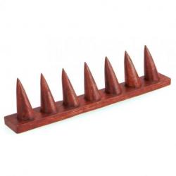 Porte-bagues en bois massif couleur rouge /  Présentoir à bagues (7 cônes)