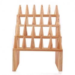 Grand porte-bagues /  Présentoir à bagues (24 cônes) en bois massif brut